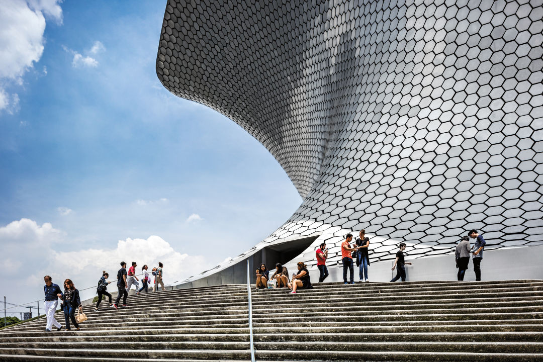 Museo Soumaya's striking architecture in Nuevo Polanco, Mexico City, housing classic art.