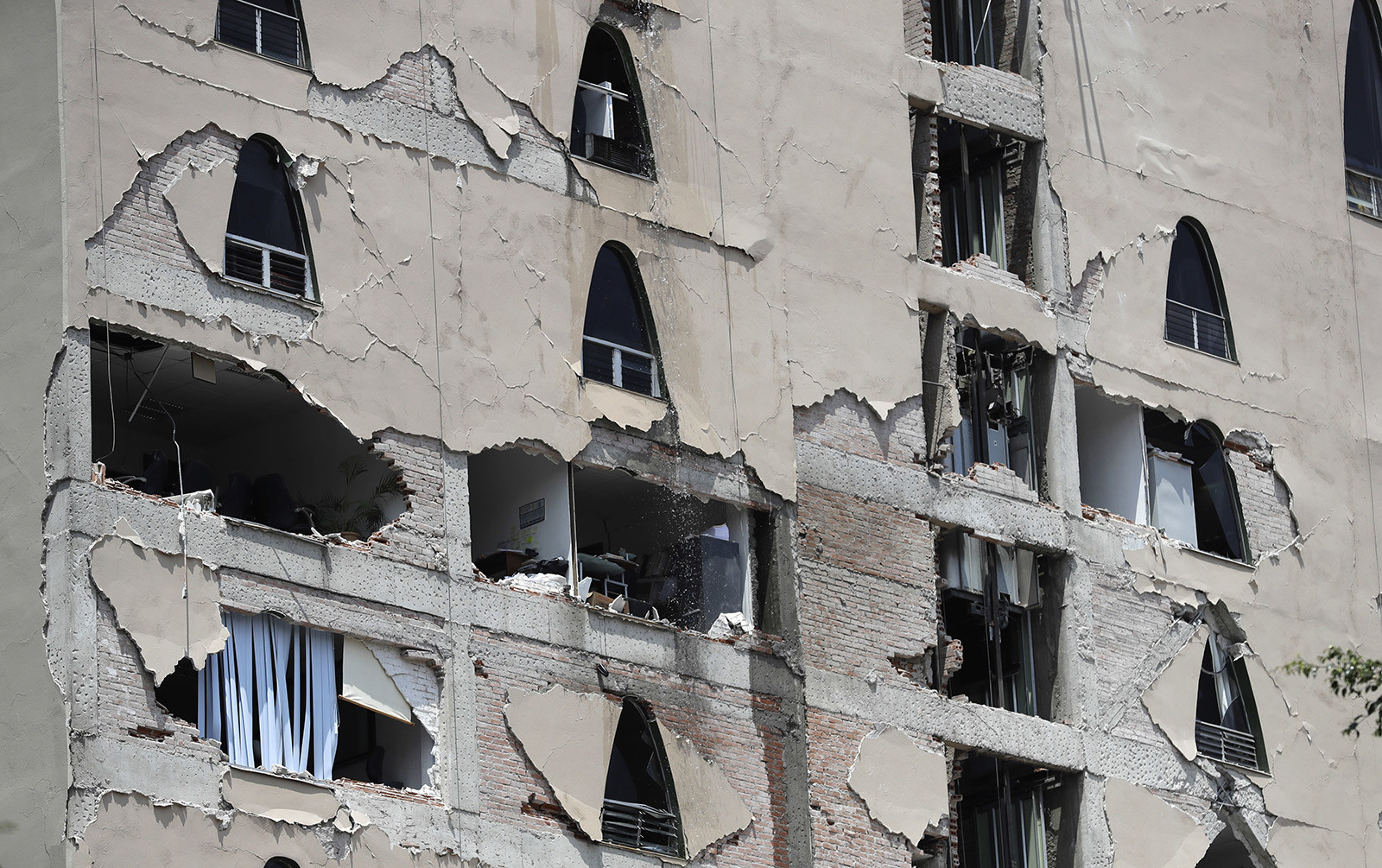 Extensive damage to buildings in Mexico City is visible in the aftermath of the powerful earthquake.