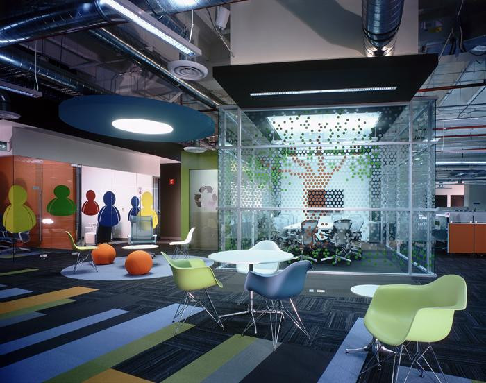 Interior view of MSN Mexico's office in Mexico City, demonstrating the extensive use of Herman Miller furniture in an open and brightly lit workspace designed for collaboration and versatility.