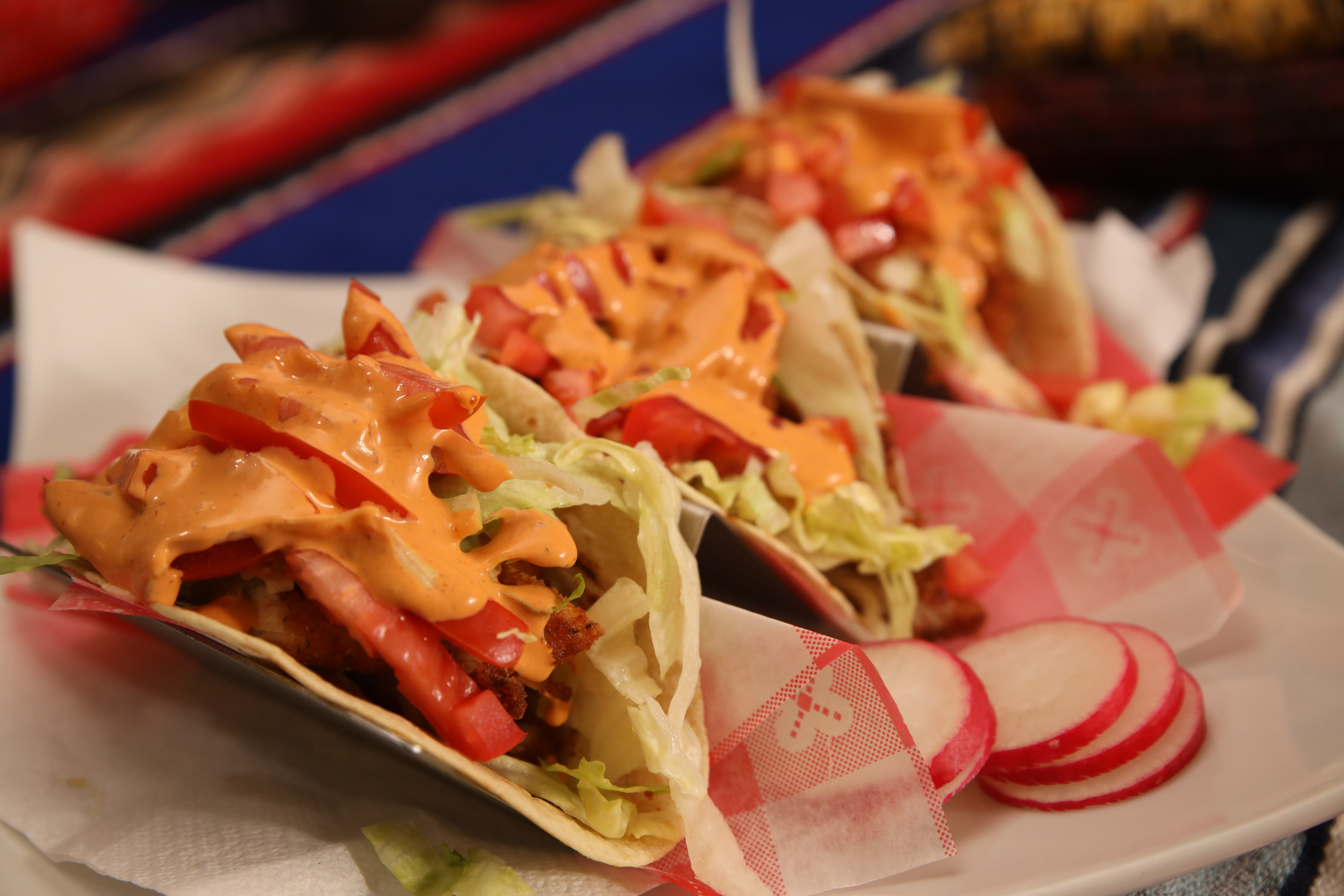 Chicken Cutlet Tacos with Chipotle Mayo at La Fonda Mexican Restaurant