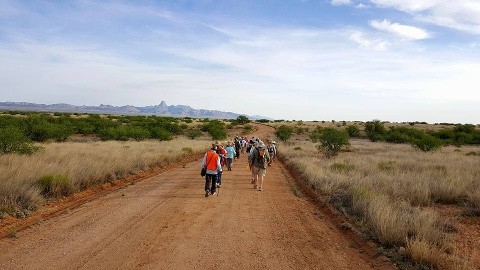 Migrant Trail walk through the Mexican desert, participants carrying crosses to remember those who died crossing the border.