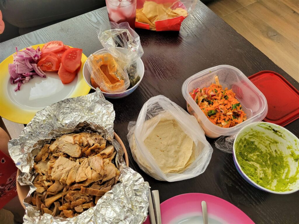 Fresh tortillas and taco ingredients in Leon Mexico