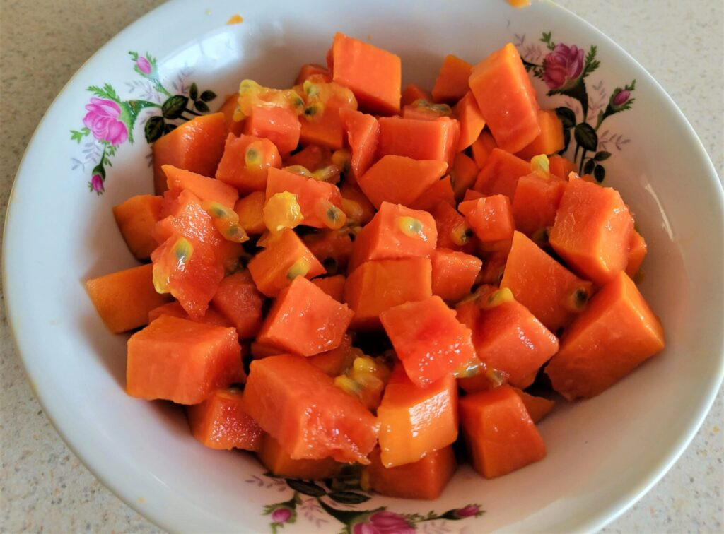 Papaya with passion fruit in Leon Mexico