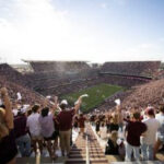 Excited soccer fans fill Kyle Field at Texas A&M University, ready for the upcoming Mexico vs Brazil match on June 8.