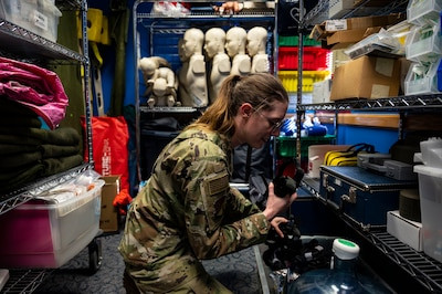 Airmen training with Medic-X program at 49th Medical Group, Holloman Air Force Base, New Mexico.