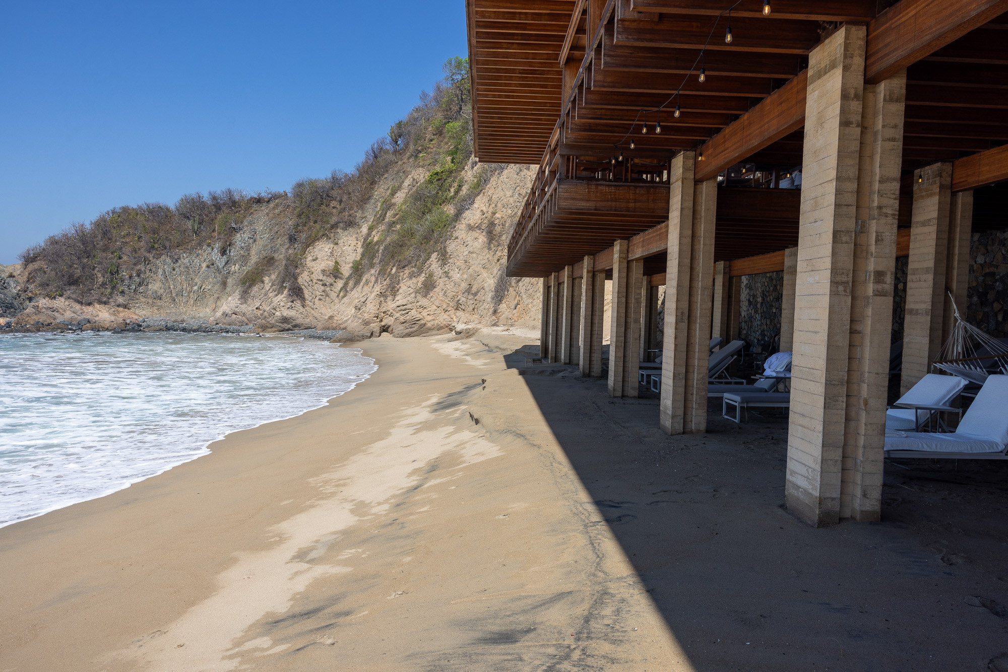 Beachside seating area at Sal restaurant in Four Seasons Tamarindo