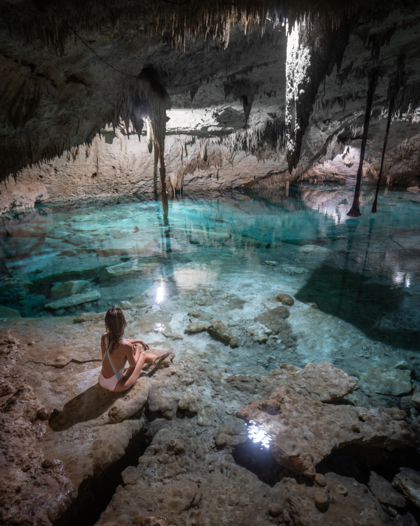 The entrance to Cenote Tak Be Ha, a lesser-known but captivating cenote near Tulum, Yucatan Peninsula, Mexico.