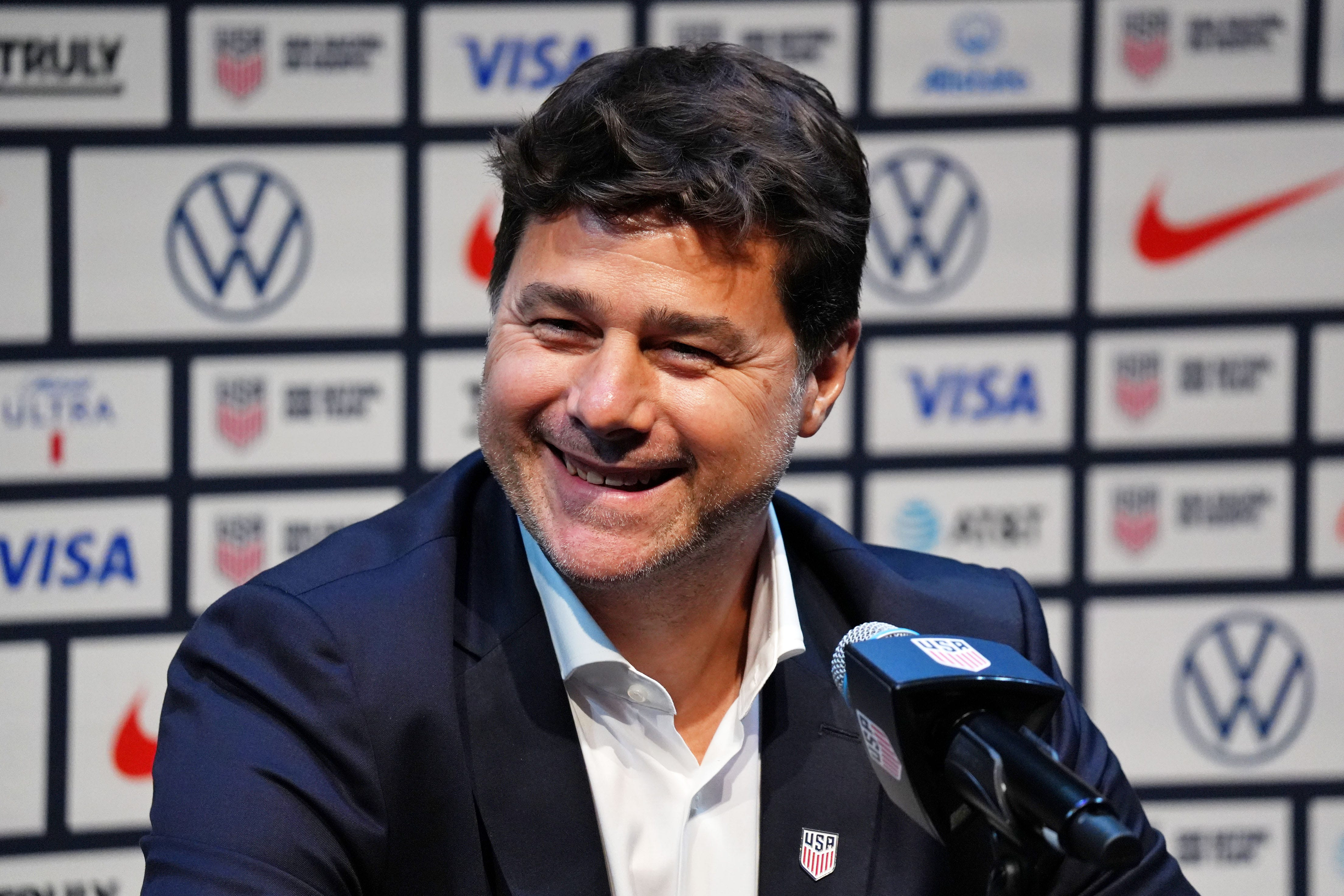 USMNT coach Mauricio Pochettino observes the game from the sideline during the match against Mexico.