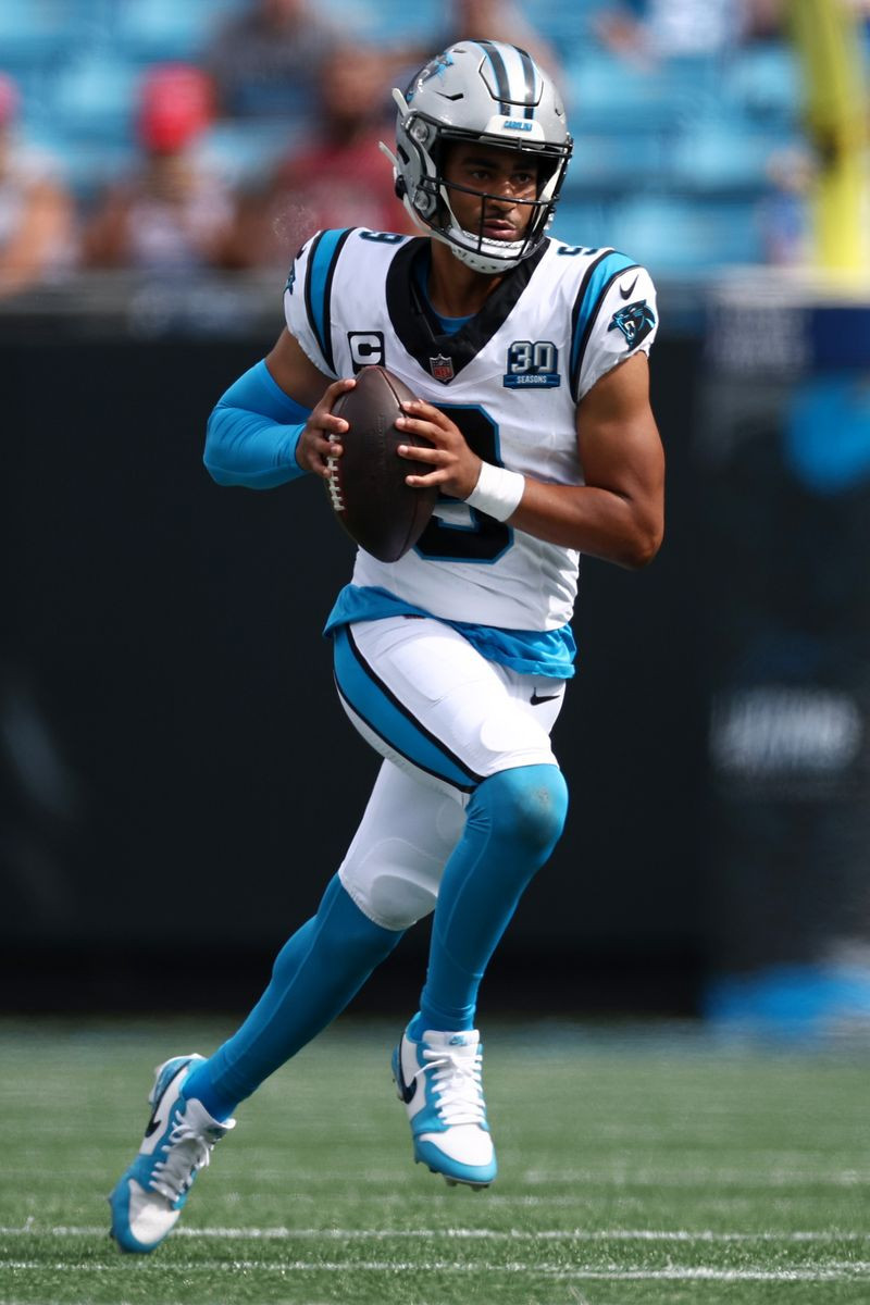 Carolina Panthers quarterback Bryce Young in action.