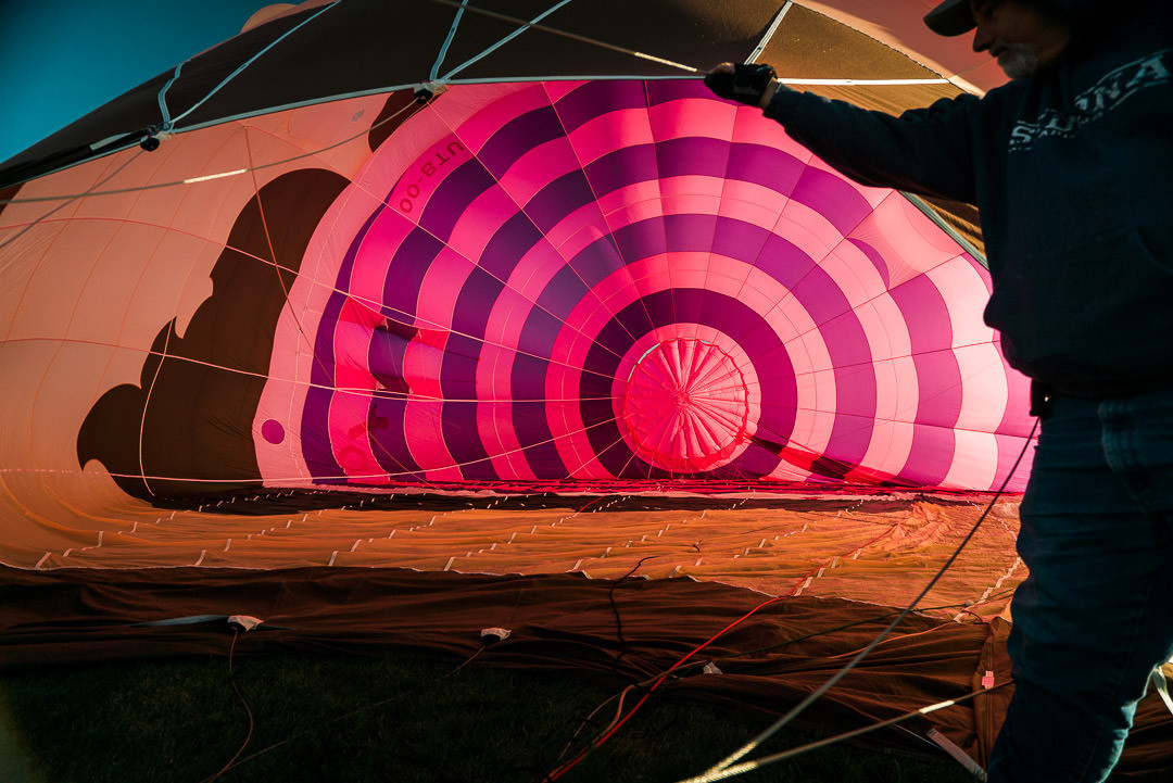 Hot air balloon taking off from the Albuquerque International Balloon Fiesta