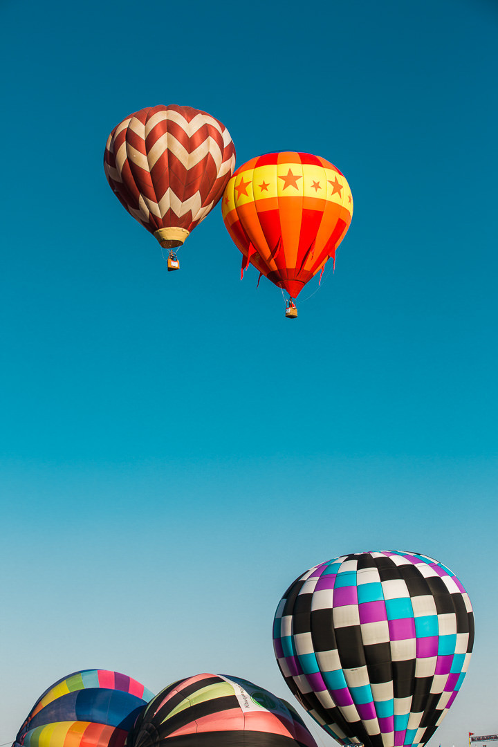 People taking photos of hot air balloons at the Albuquerque International Balloon Fiesta