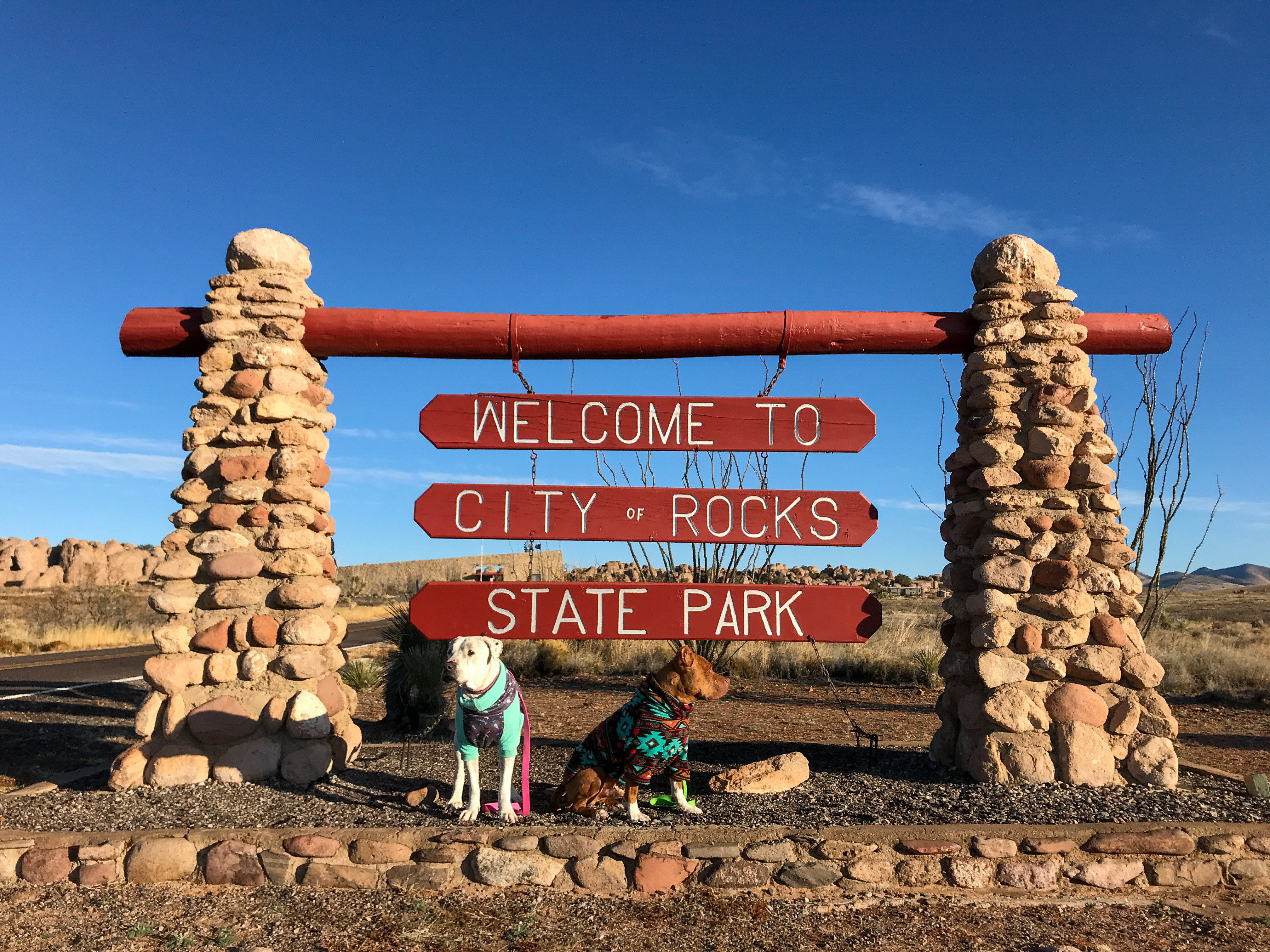 Welcome sign at City of Rocks State Park entrance, New Mexico