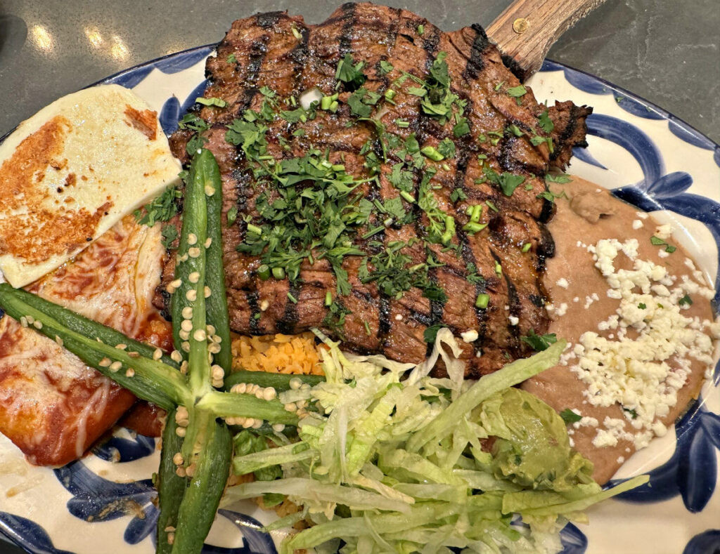 Delicious Carne Asada with cambray onions and panela cheese at Mexican restaurant Omaha