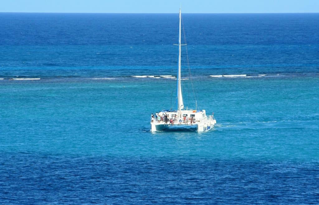 Catamaran on the Caribbean Ocean near Cancun