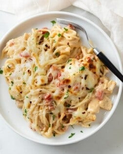 Image of Chicken Spaghetti recipe, recommending a classic comfort food.