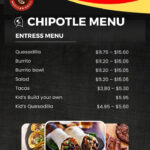 Chipotle Entrees menu with Prices