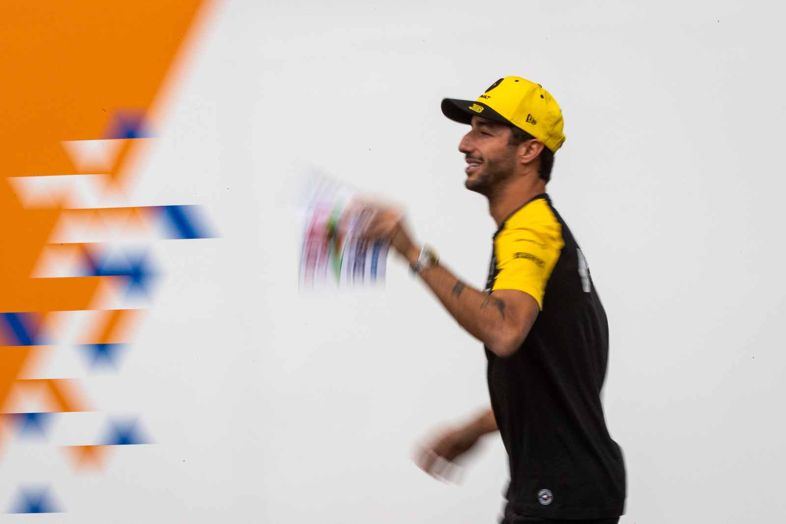 Daniel Ricciardo smiles in the paddock at the Formula One Mexican Grand Prix