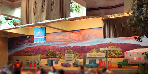 Spacious dining room with skylights at Sadie's of New Mexico, Albuquerque restaurant interior