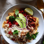 Colorful and flavorful Mexican Fiesta Bowl with toasted coconut topping, perfect for a festive meal.