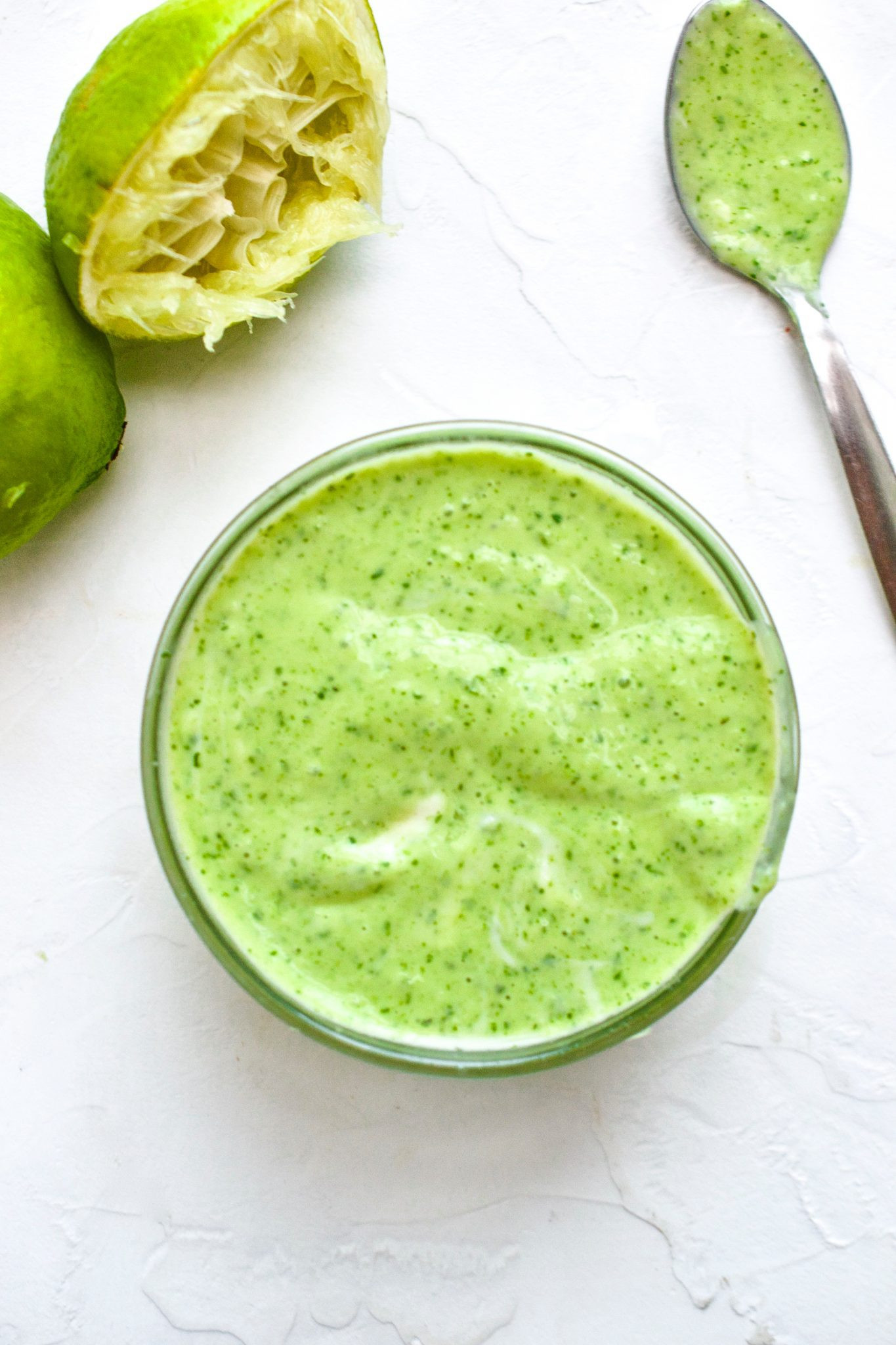 Ingredients for the Green Sauce in a blender