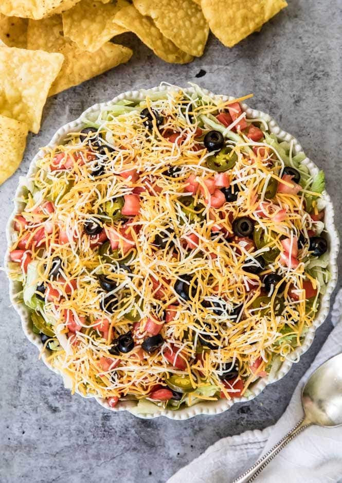 Taco Dip in a pie dish