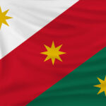 In-game representation of the Mexico with flag in Age of Empires III: Definitive Edition, showcasing diagonal stripes and golden stars inspired by historical Mexican flags.