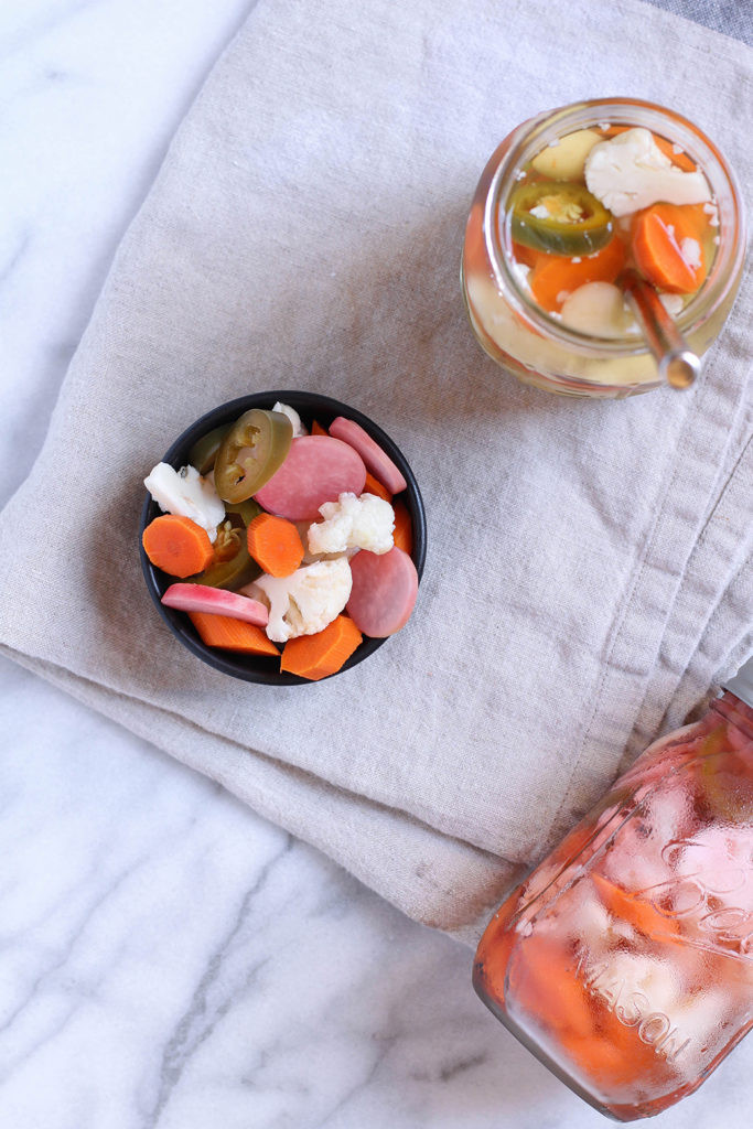 Serving suggestion of classic Mexican escabeche in a bowl ready to eat