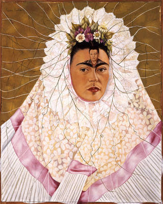 Frida Kahlo's self-portrait as a Tehuana, featuring the resplandor headdress