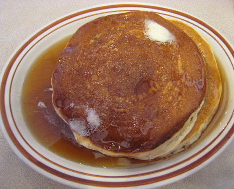 Pancakes with syrup at The Frontier Restaurant in Albuquerque, New Mexico