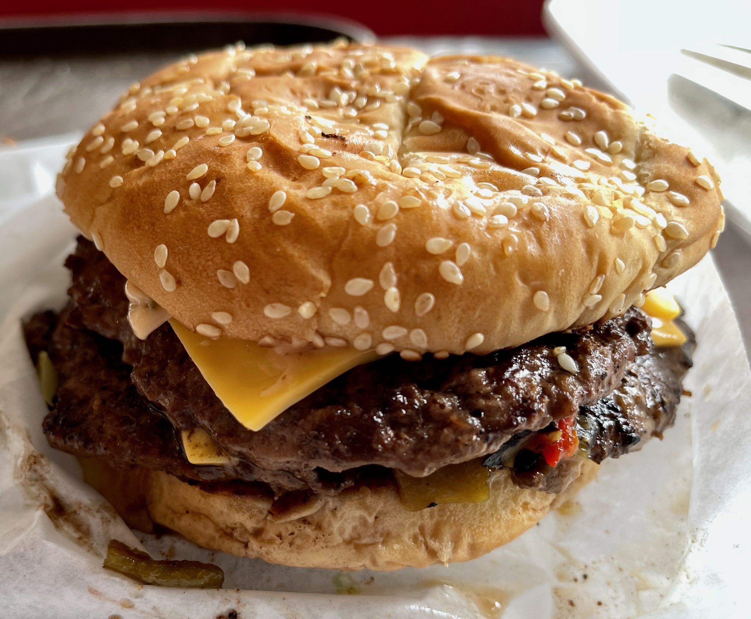 The Bonanza Double Burger at The Frontier Restaurant in Albuquerque