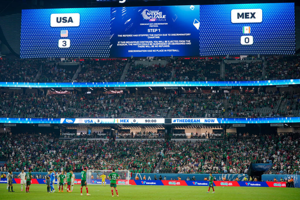 Fans in the stadium during a previous match where homophobic chants were an issue.