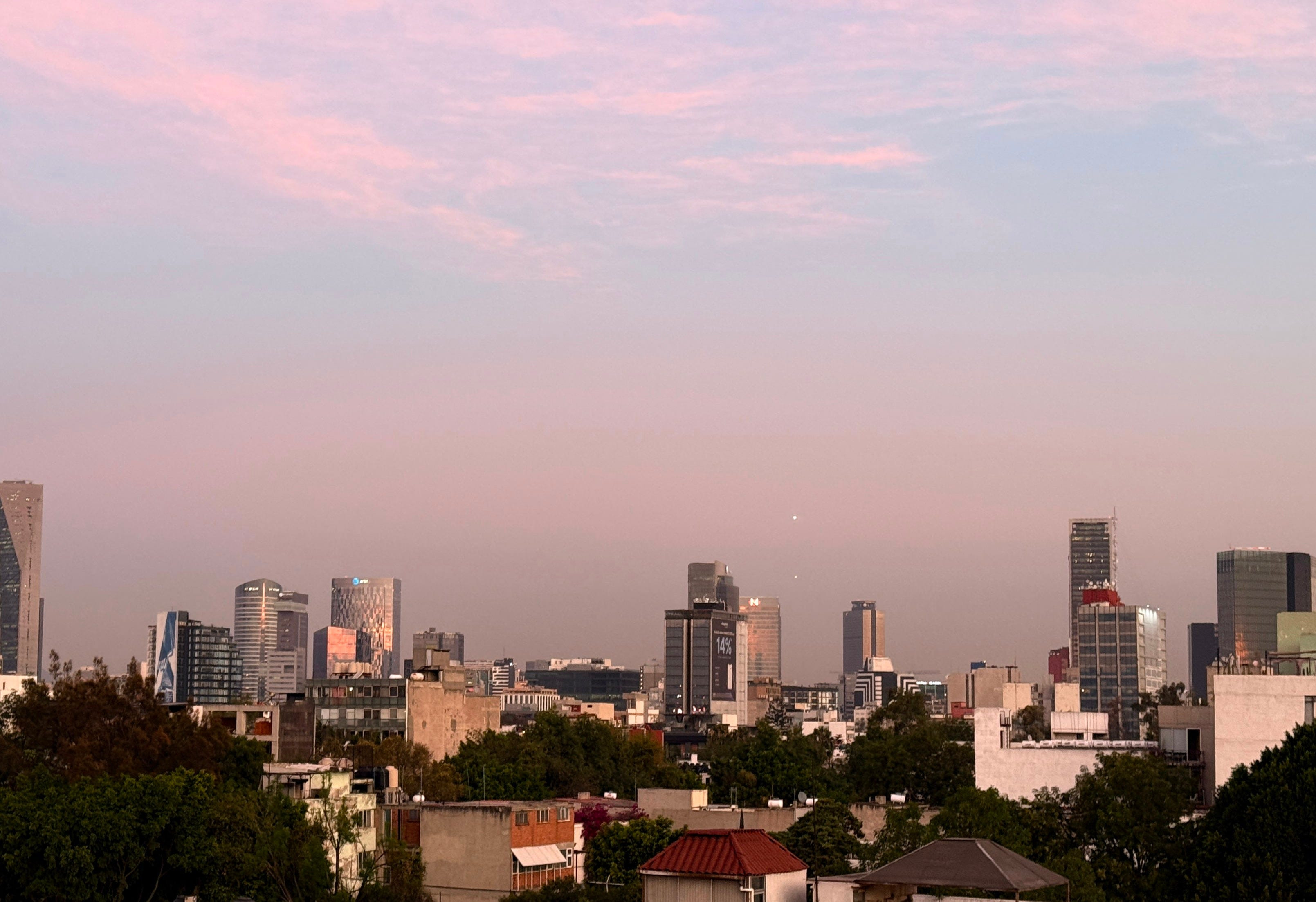 Sunset over Reforma’s skyscrapers in Mexico City