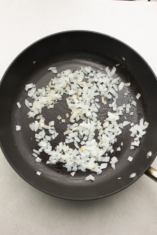 chopped onion in a pan