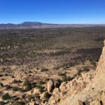 Sandstone Bluffs Overlook in El Malpais National Monument, showcasing the contrast between sandstone cliffs and black lava flows.