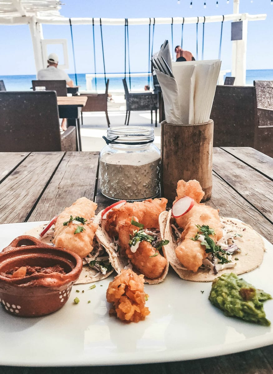 Deep-fried prawn sandwich at Coco Tulum, Tulum