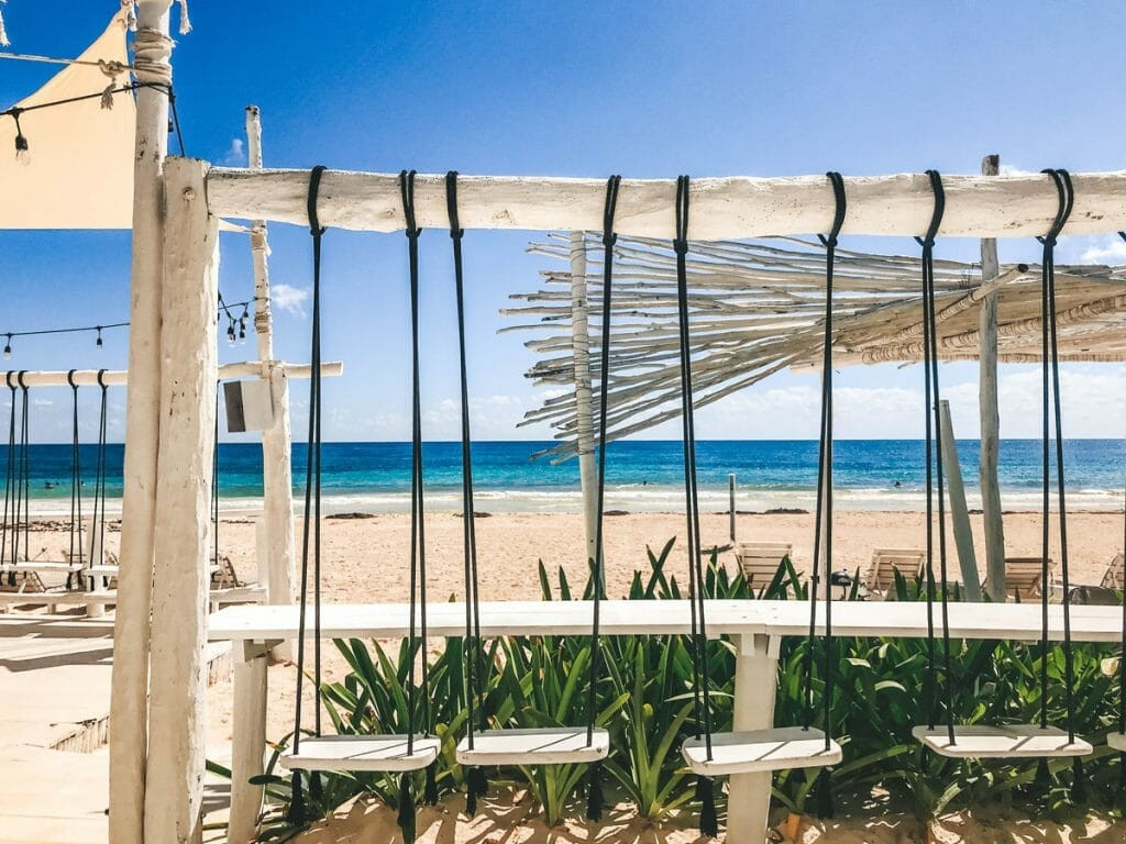 Beachfront dining in Tulum