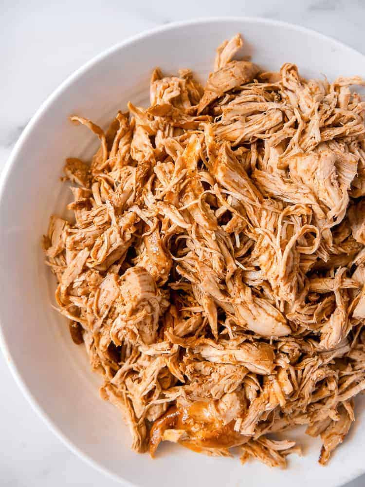 Slow cooker Mexican shredded chicken in a slow cooker