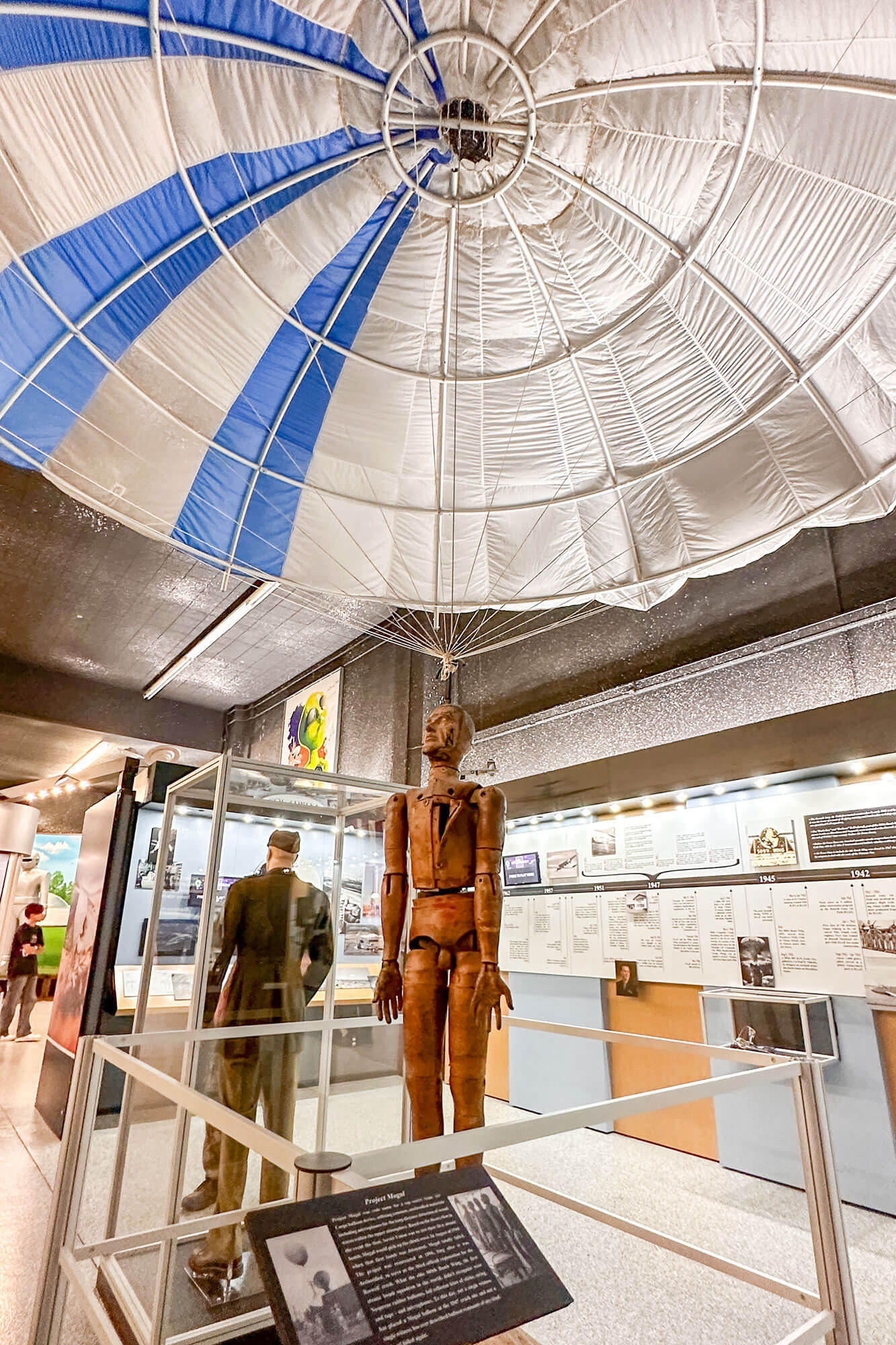 Manakin with a parachute exhbit inside the International UFO Museum
