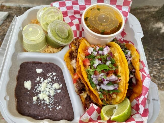 A perfectly grilled California burrito from a Mexican food truck