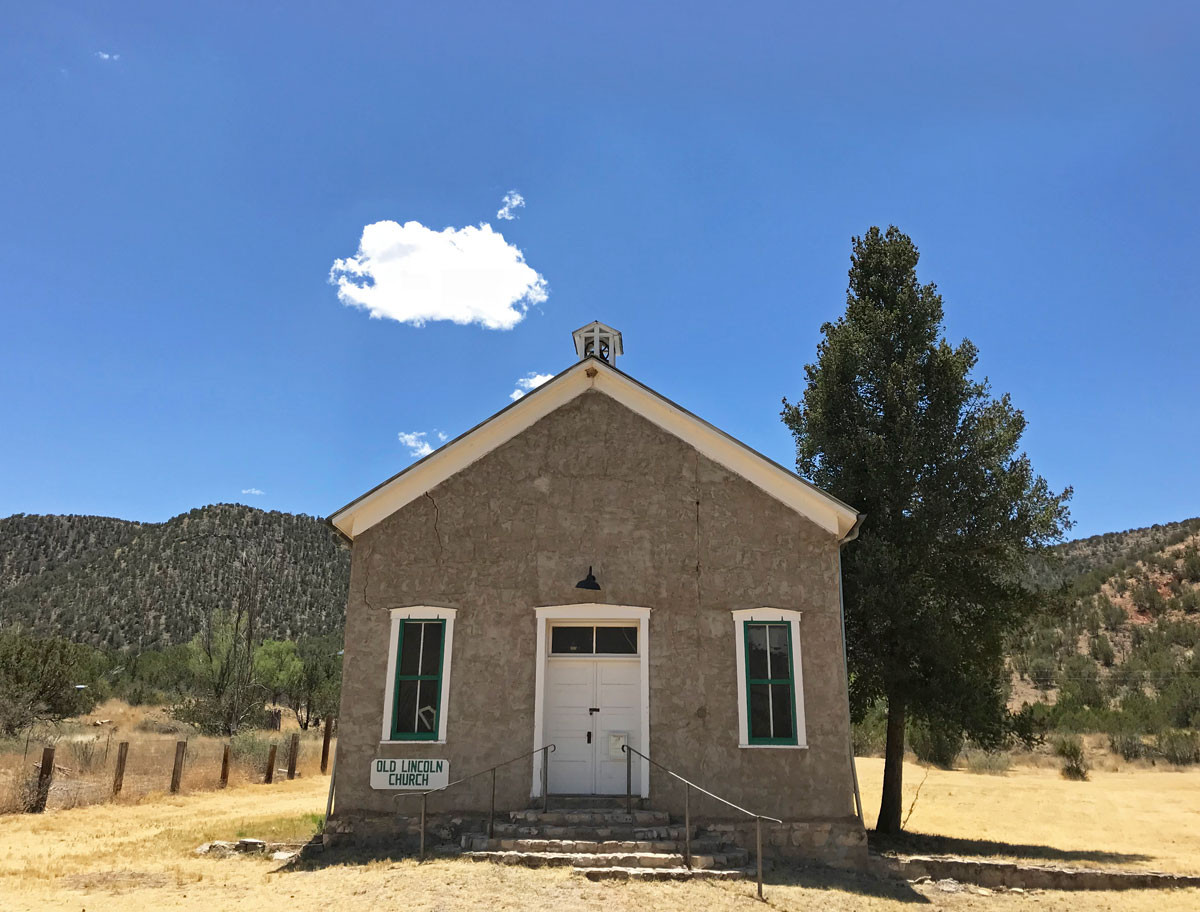 The Old Lincoln Church, a historic landmark in Lincoln, New Mexico