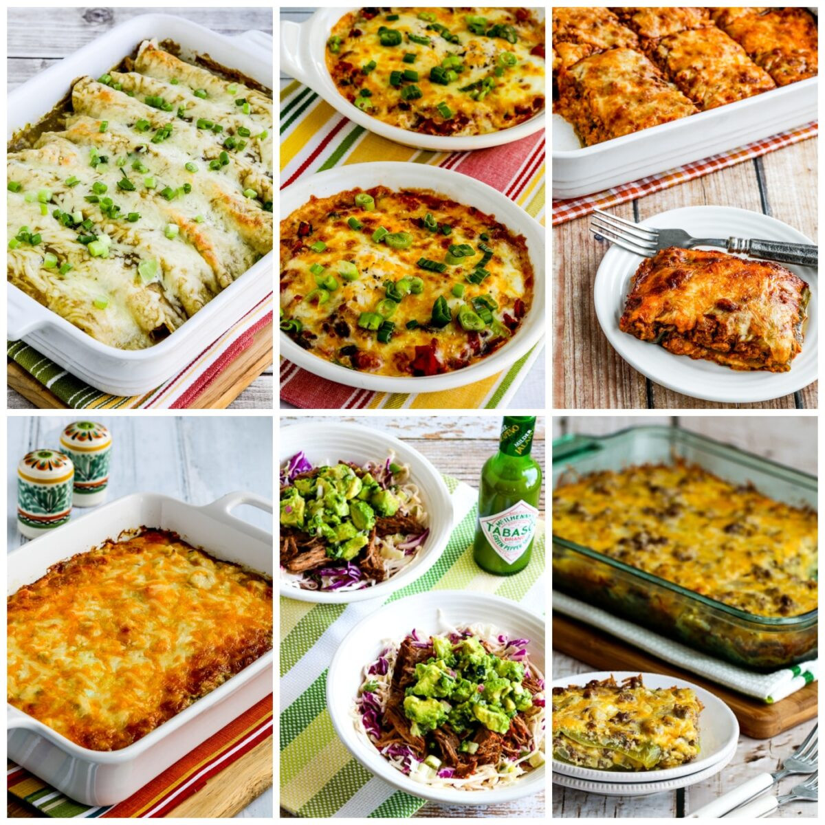 Low-Carb Mexican Food Favorites collage of featured recipes