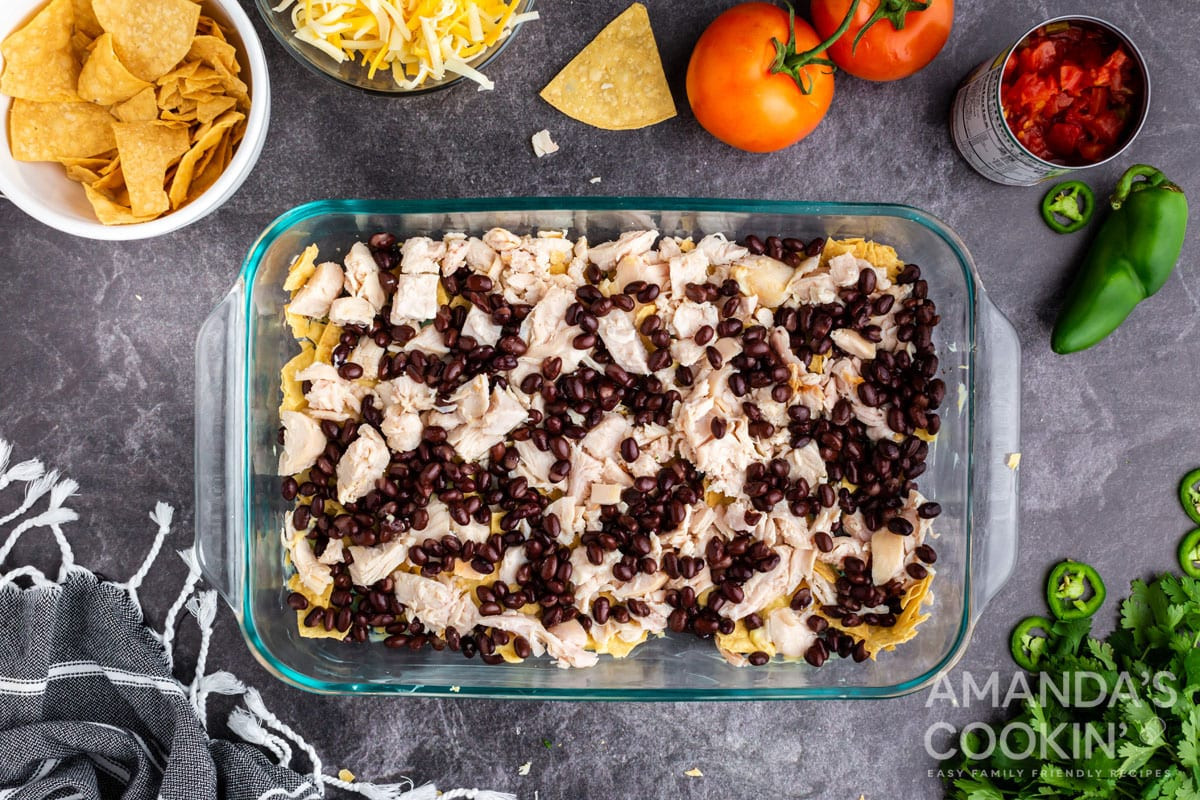 black beans over chicken in casserole