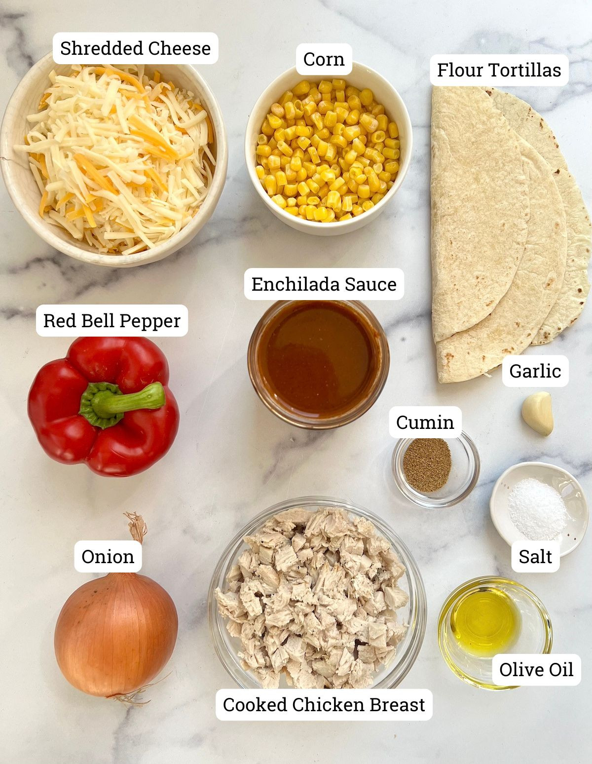 Mexican enchiladas ingredients.