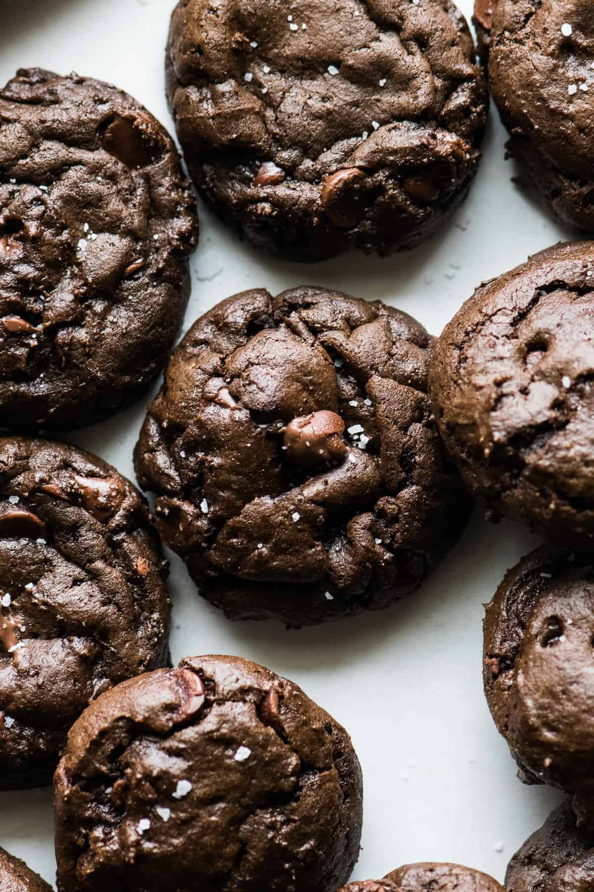 Mexican Hot Chocolate Cookies with flaky sea salt.