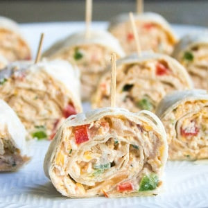 Easy to make ahead Mexican Pinwheels, ideal for parties and gatherings.