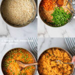 Bowl of authentic Mexican rice with visible carrots and peas.