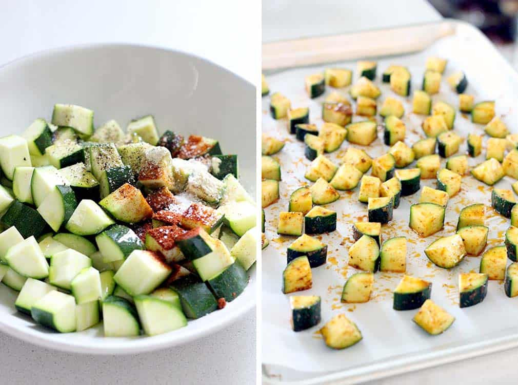 A vibrant and flavorful low-carb Mexican side dish featuring roasted zucchini with cotija cheese and cilantro.