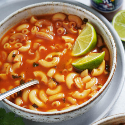 Printable recipe card image for mexican sopa.