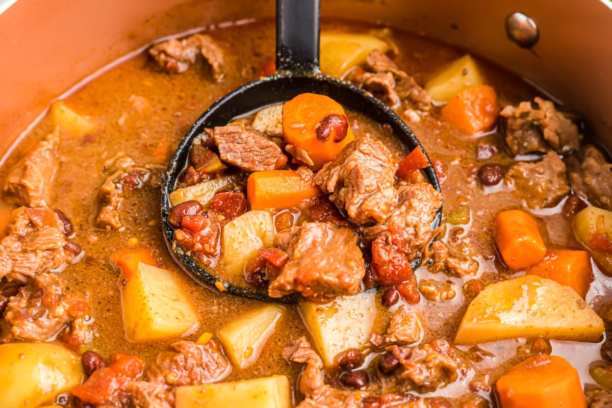 Close up of Mexican stew with garnishes