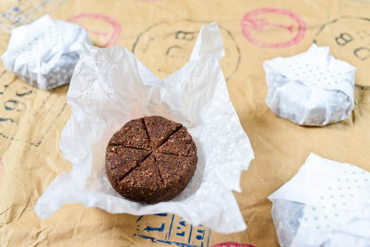 Close-up of finished Mexican chocolate candy discs recipe